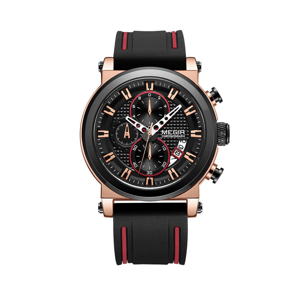 Men Watch Waterproof Chronograph Leather Sport Military Watches Silicone strap Clock Relogio Masculino