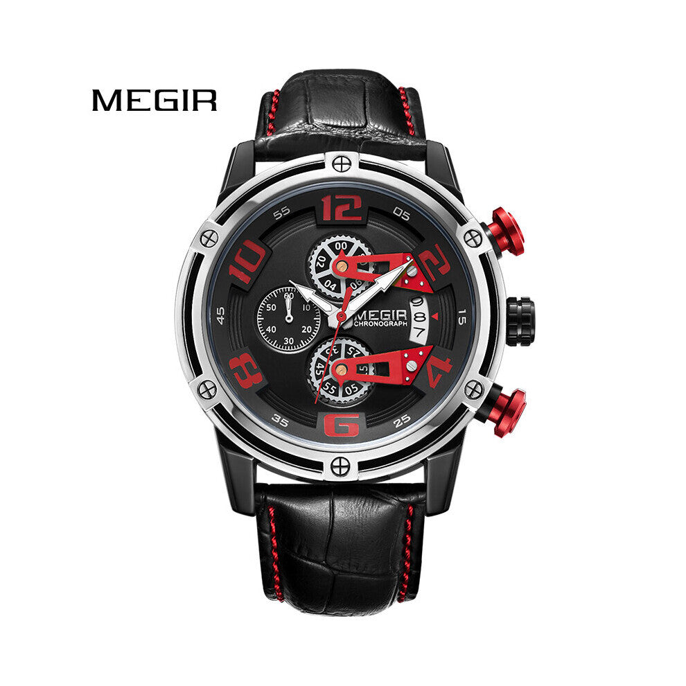 Creative Big Dial Military Sport Men Watches Waterproof Leather Quartz Wrist Watch Clock For Men Relogio Masculino