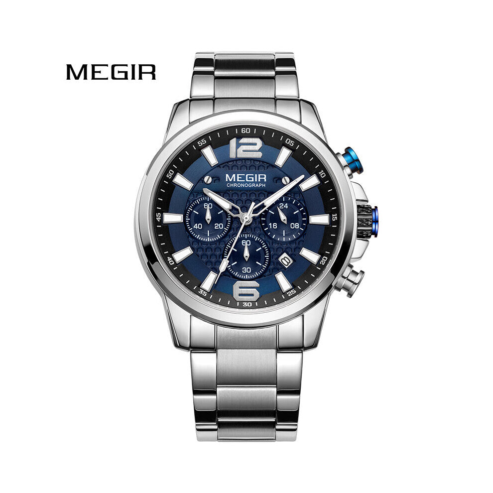 Men watch stainless steel strap waterproof luminous wristwatch sports chronograph quartz watch man relogio masculino