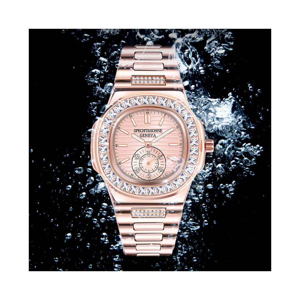 Mens Watches Top Men Business Quartz Watch Chronograph FullDiamond Clock Sports Orange Watch Military Watch