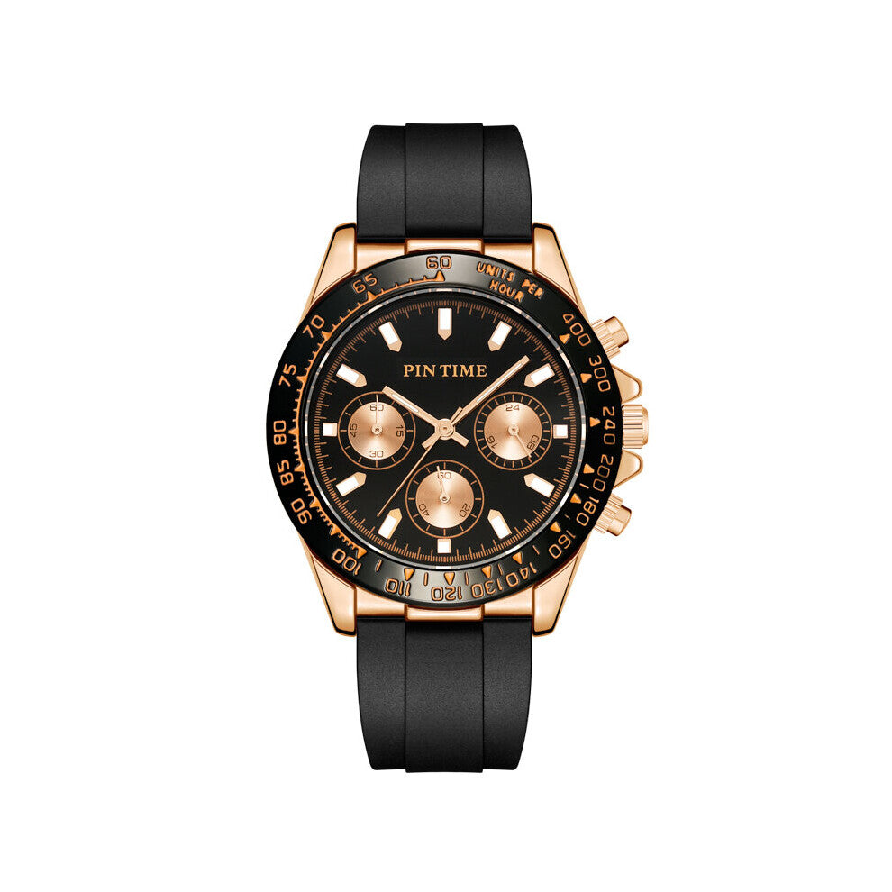 Classic Men Watch Large Dial Three Eye All Work Quartz Watches Sport Waterproof Luminous Chronograph Wristwatch