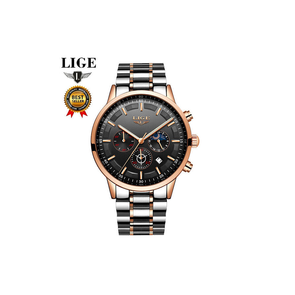 LIGE Sport Watch Mens Watches Top Business Waterproof Quartz Clock Relojes 9877