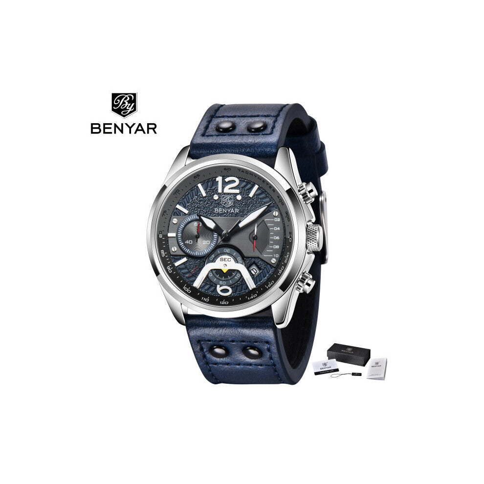 Men Quartz Watches Stainless Steel Sports Men Watch Top Leather Military Chronograph Watch for Men Reloj