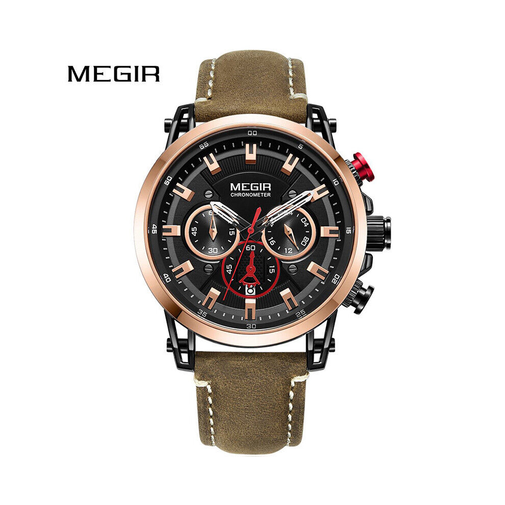 Top Men's Quartz Sports Watches Leather Analog Wrist Watch Men Waterproof Clock Relogio Masculino