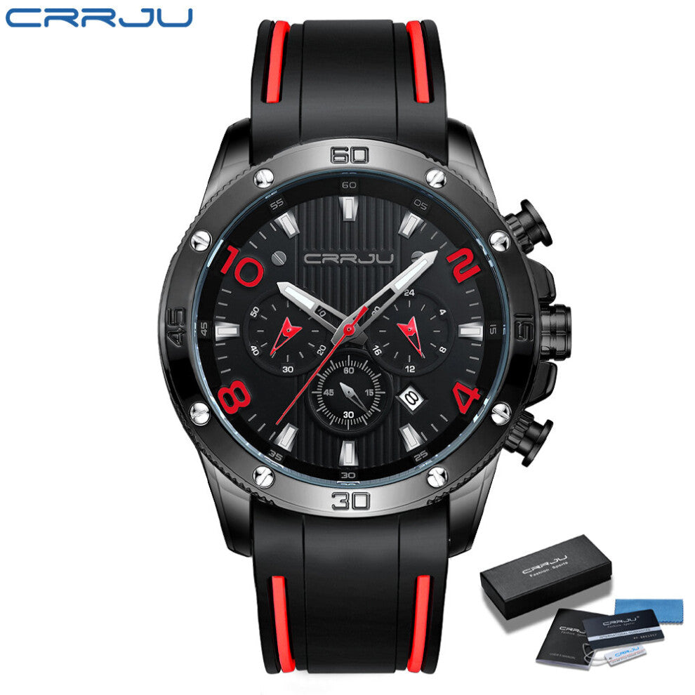 Chronograph Mens Watches Casual Sport Date Quartz Silicone Wristwatches Waterproof Men's Wrist watch Man