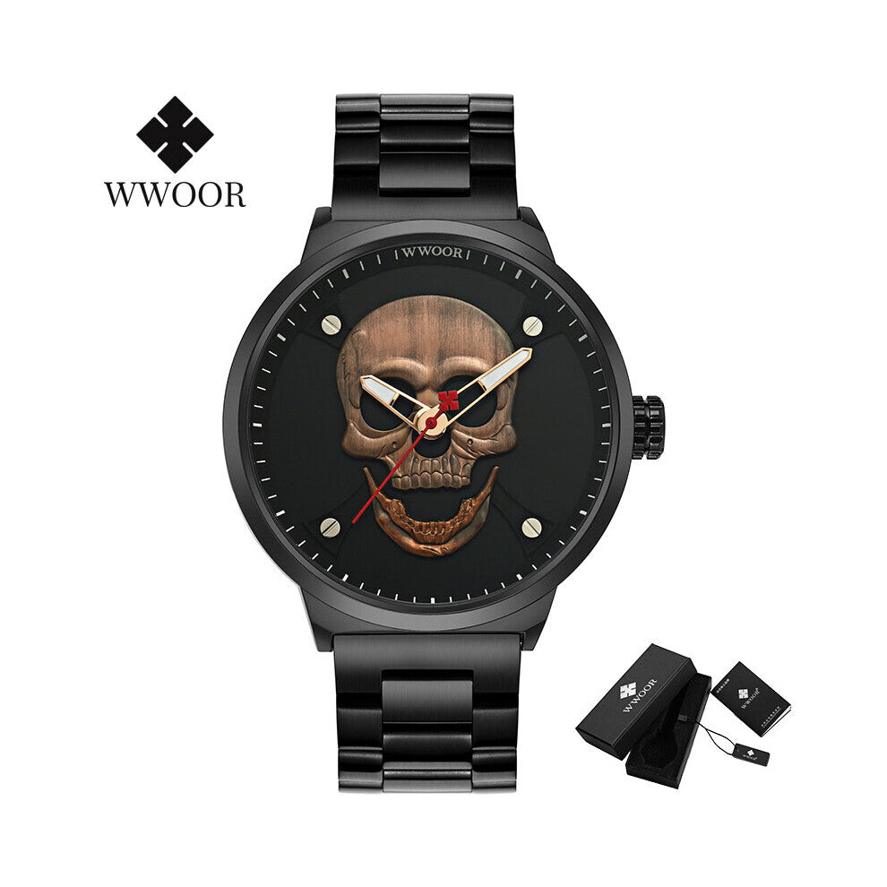 Pirate Style Skull Watch Men Top Men Waterproof Stainless Steel Quartz Wrist Watches Sports Men Clock