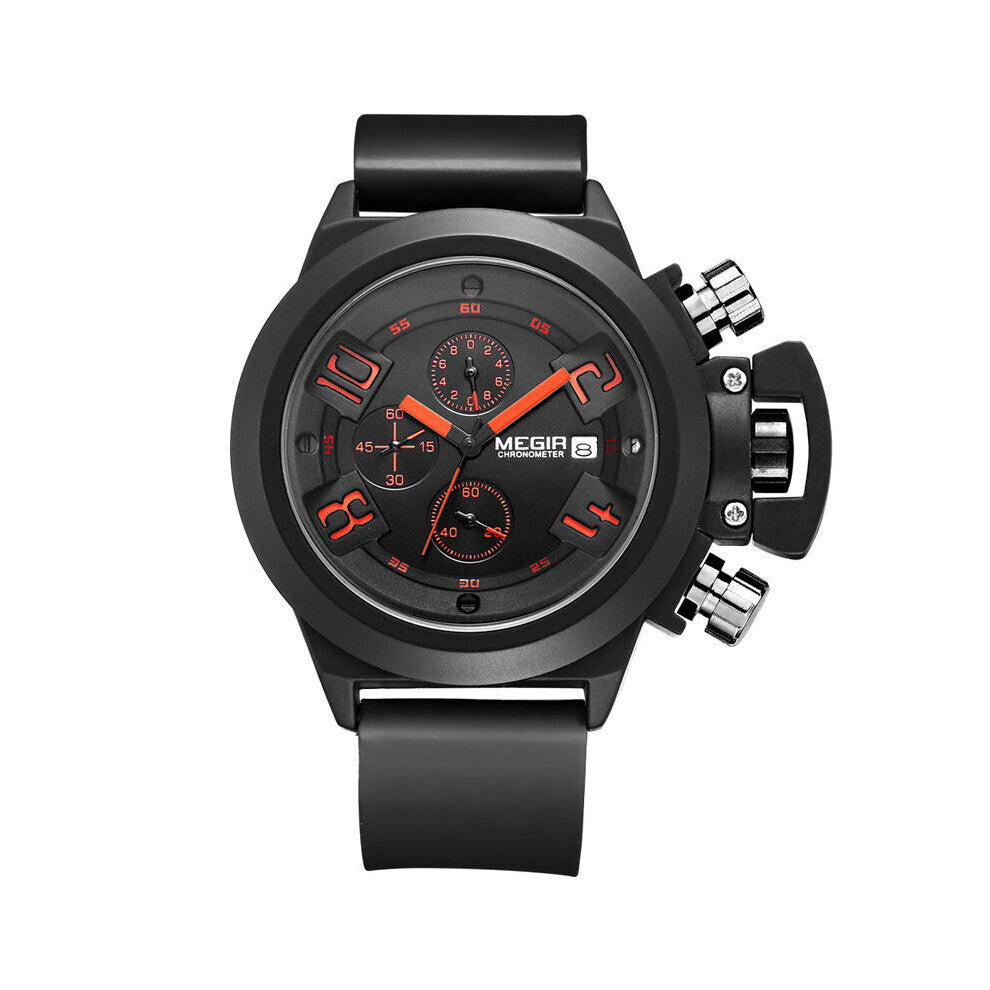 Watch Men Waterproof Chronograph Military Male Clock Top Rubber Silicone Business Man Sport Wristwatch 2002