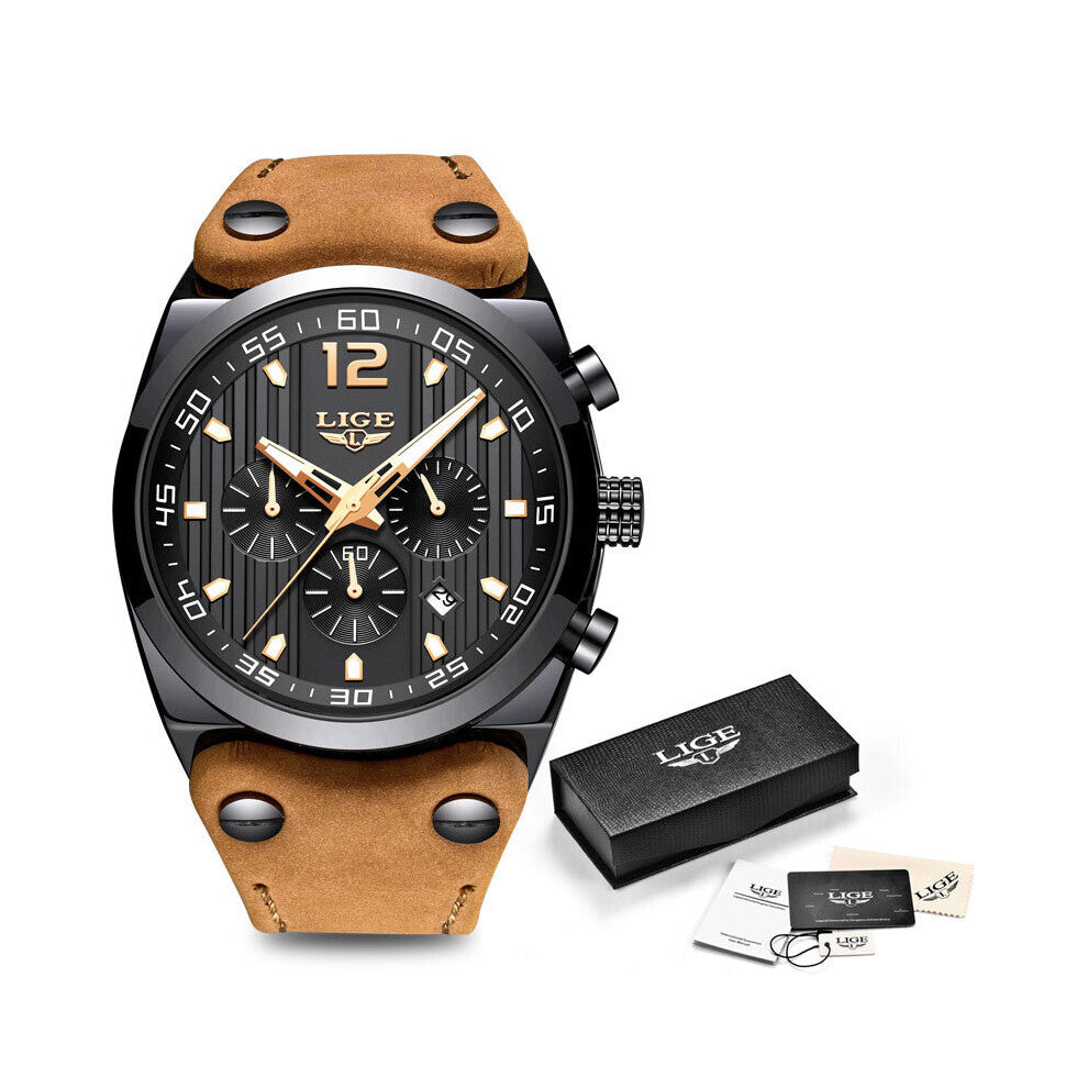 Men Watches Male Waterproof Military Watch Men Top Chronograph Leather Sport Quartz WristWatch relojes hombre