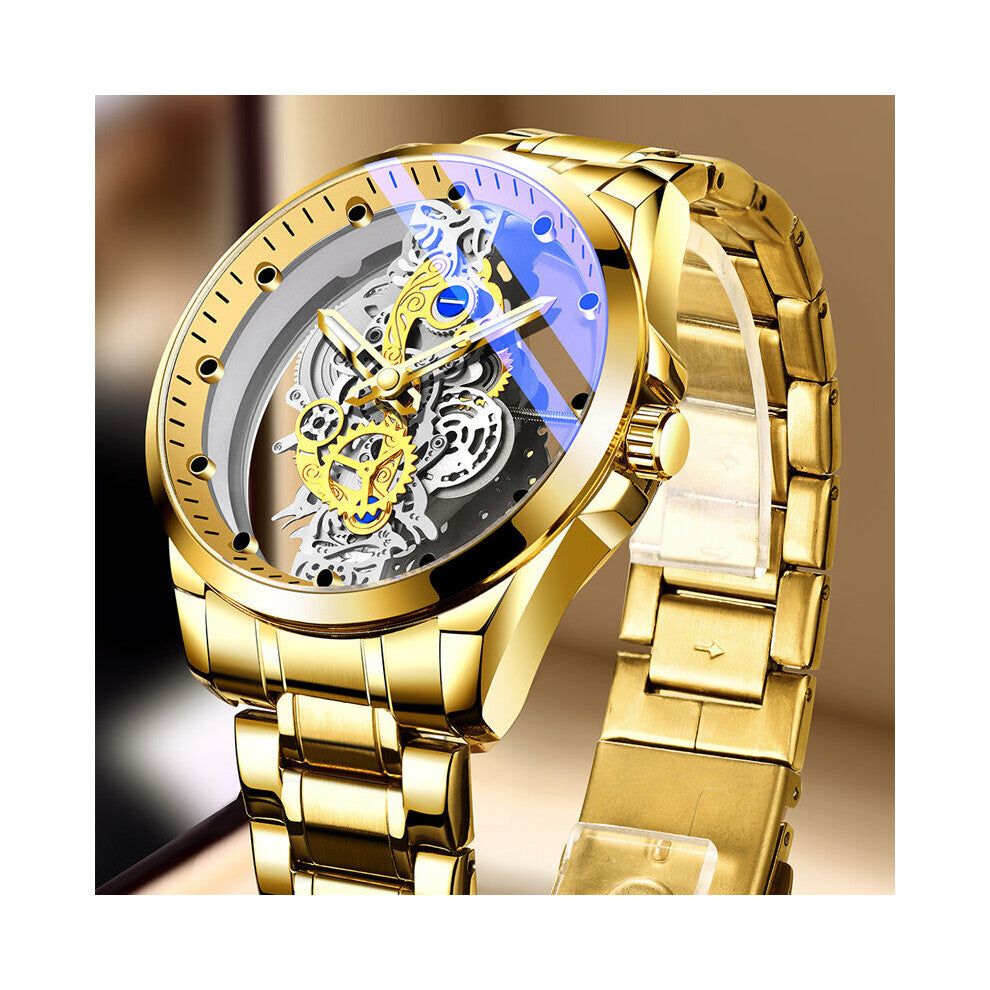 hollow out Mens Quartz Watches Casual Men's Watch For Breathable leather Waterproof luminous watch