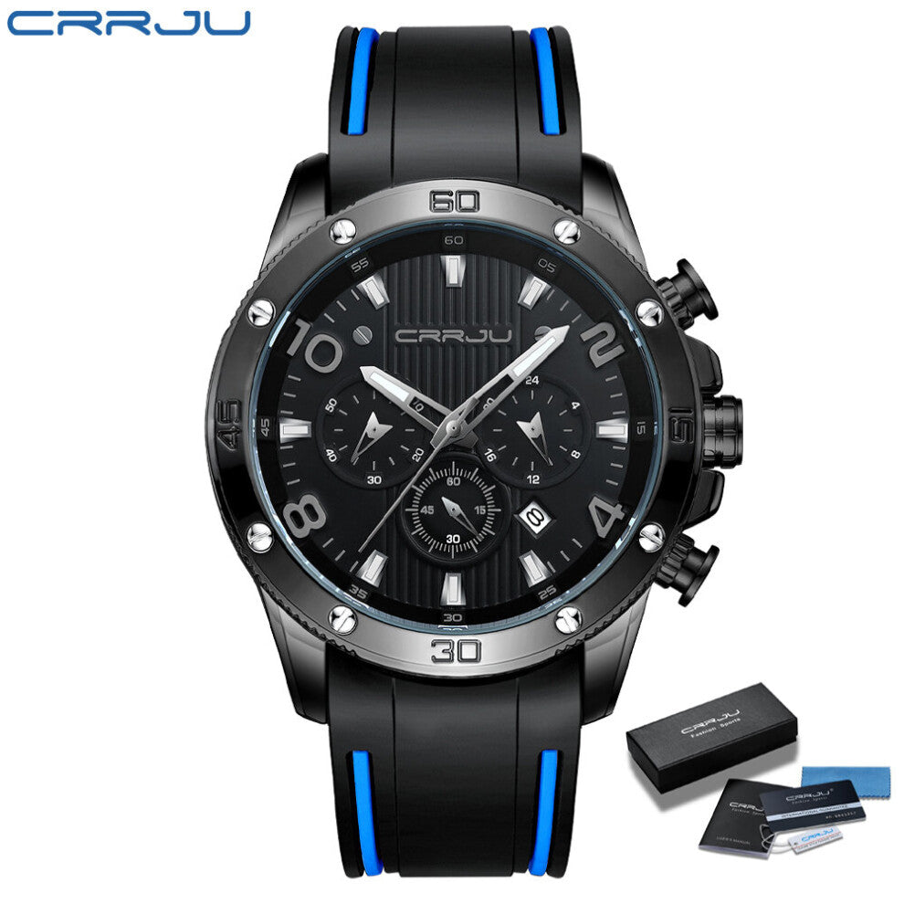CRRJU Watch Analog Quartz Sport Men Watches Mens Silicone Waterproof Date WristWatch Relogio Masculino