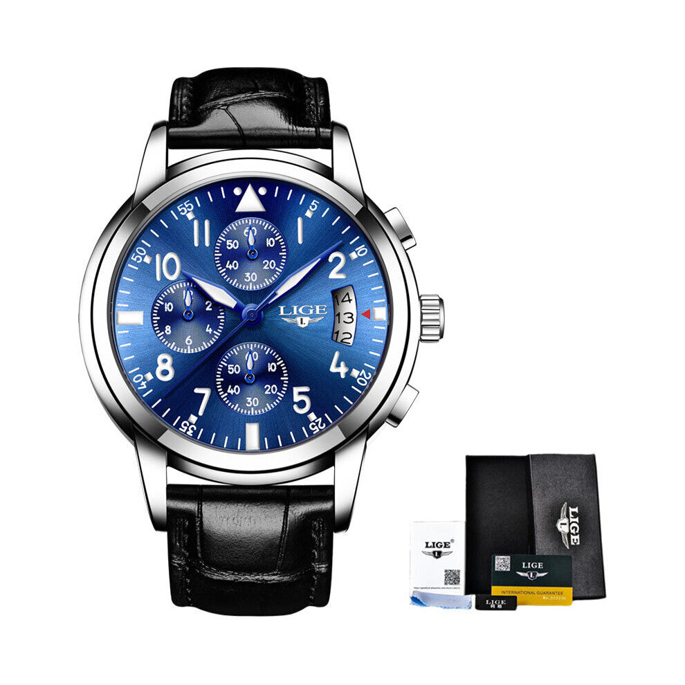 Men Casual Leather Business Clock Mens Watches Top Quartz Wrist Watch Men Sport Waterproof Chronograph Montre Homme