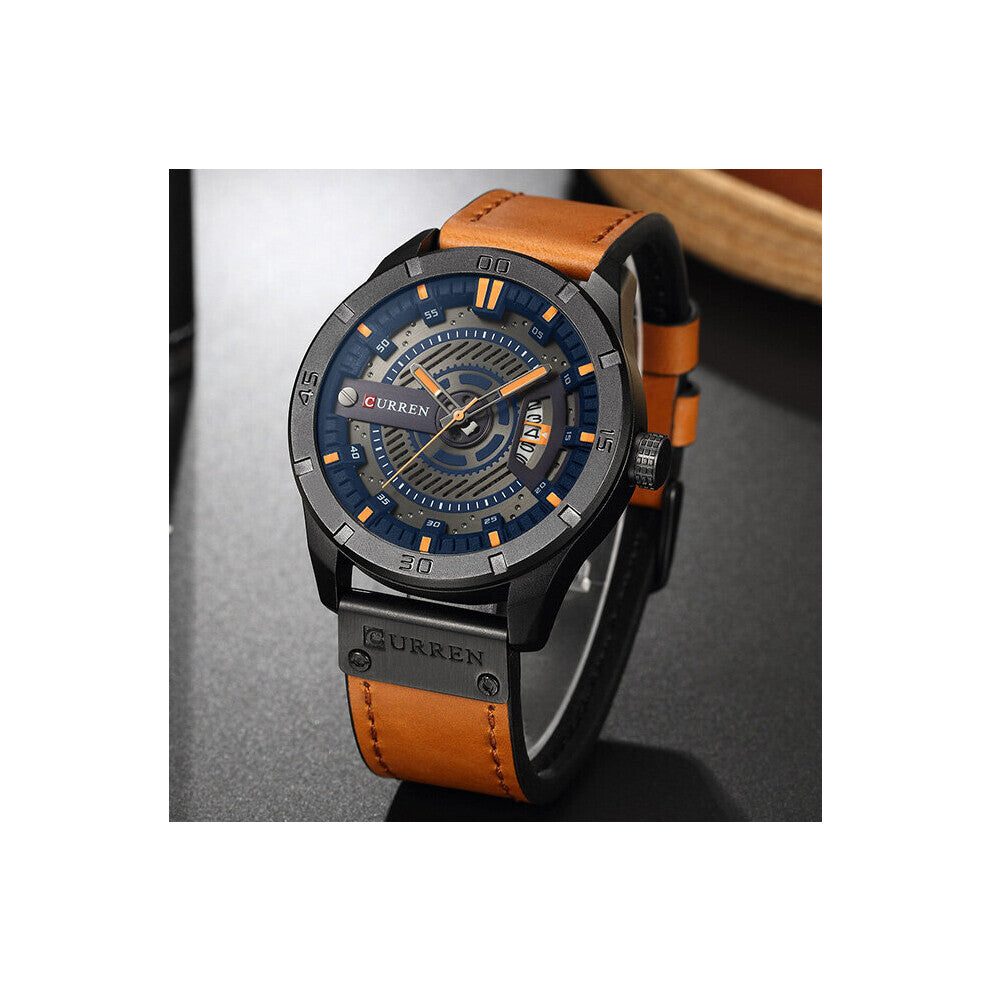 8301 Mens Military Sports Watches Male Analog Date Quartz Watch Men Casual Leather Wrist Watch Drop