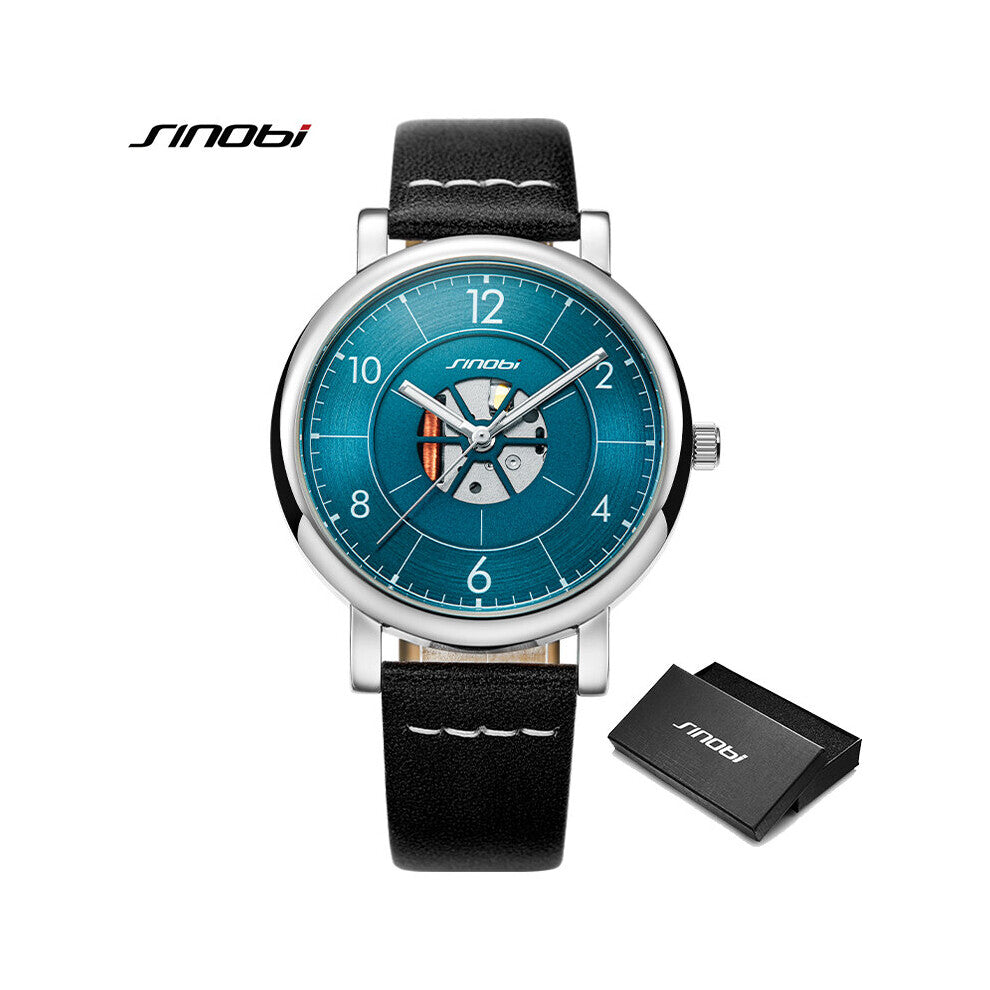 Business Men's Watches Luminous 39mm Dial Real Leather Strap Waterproof Sports Automatic Quartz Wristwatch