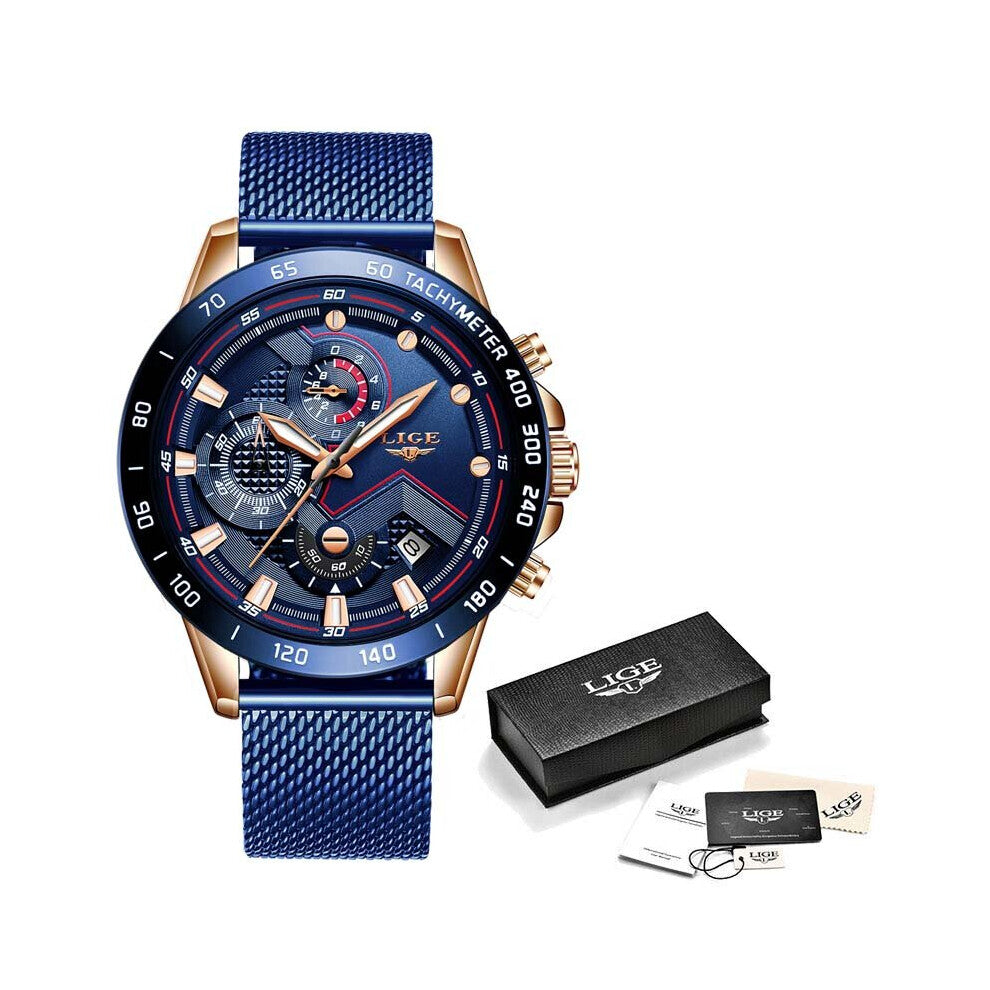 Relogio Masculino Mens Watches Top Wrist Watch Quartz Clock Silver Watch Waterproof Chronograph