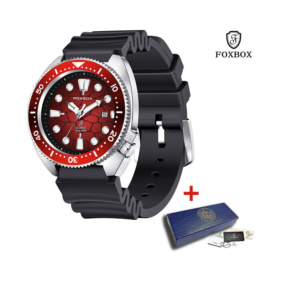 FOXBOX Casual Sport Watches for Men Top Silicone strap Wrist Watch Man Clock Chronograph Wristwatch reloj