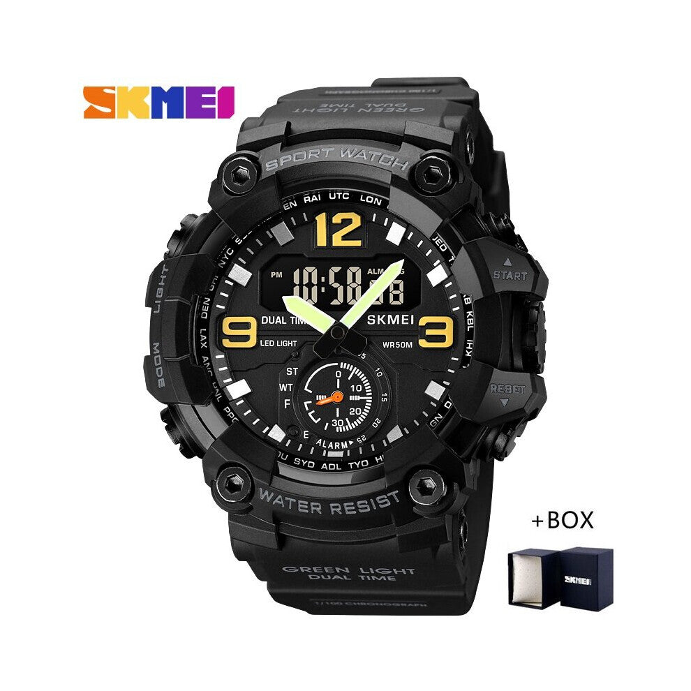 Men Military Watch 3 Time Chrono Waterproof Wristwatch LED Digital Clock Male relogios masculino 1965 Sports Watches Men's