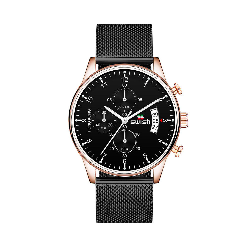 Top Men Watches Waterproof Stainless Steel Wristwatch Men's Chronograph Casual Quartz Watch