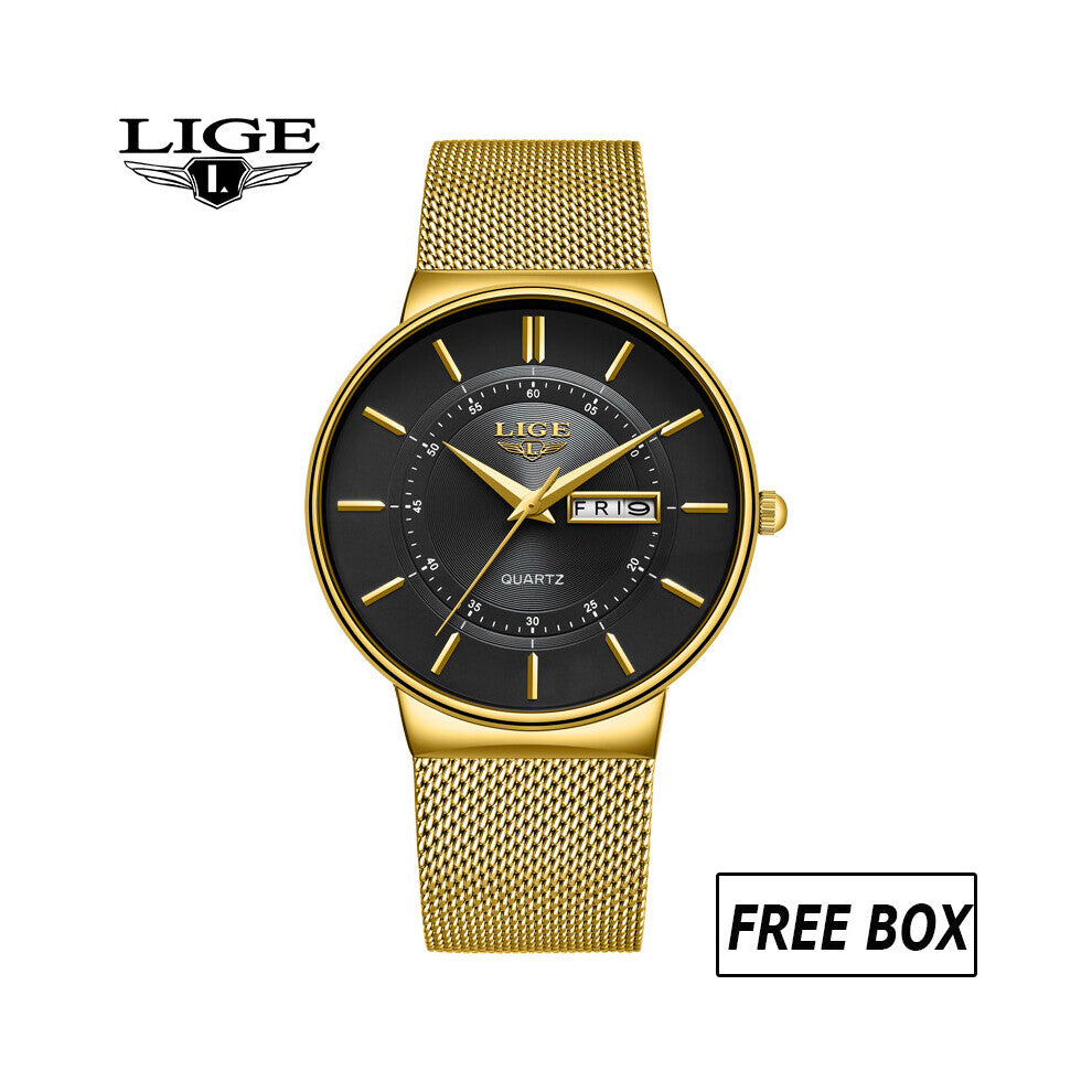 Top Men Watch Stainless Steel Mesh Belt Watches Business Mens Quarzt Clock 30M Waterproof relogio masculino