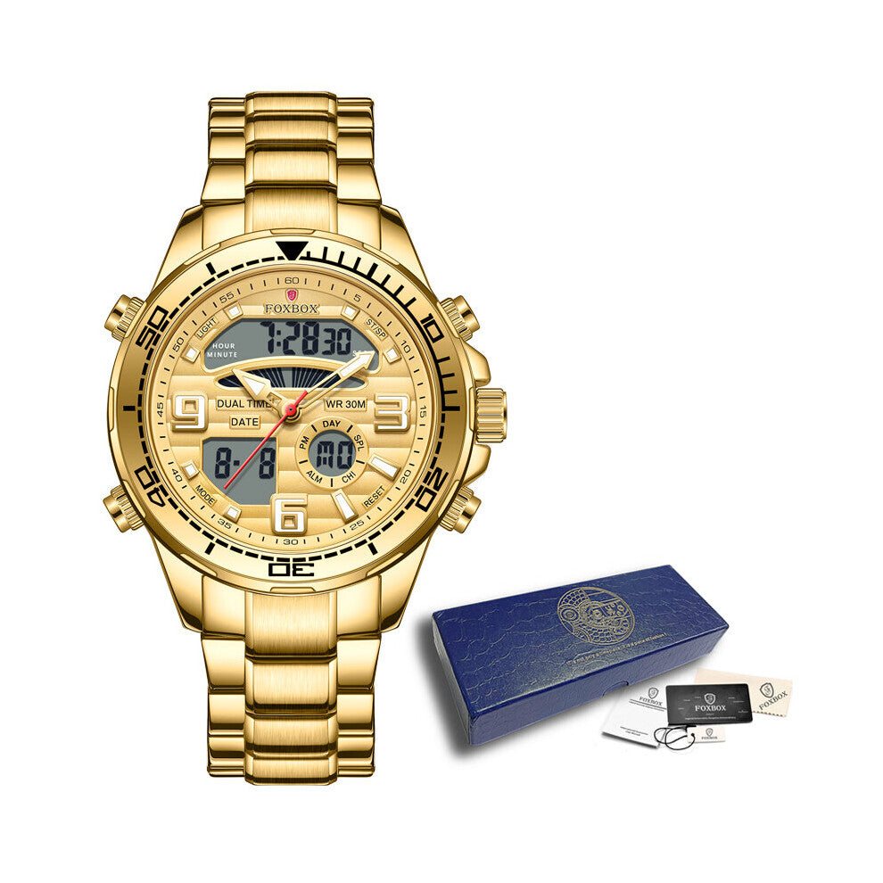 Top Digital Mens Watches Top Sport Quartz Wristwatch For Men All Steel Military Waterproof Clock+Box