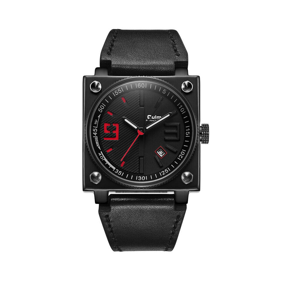 Men's Watches Square Dial Leather Strap Watch Male Clock Waterproof Military Wristwatch