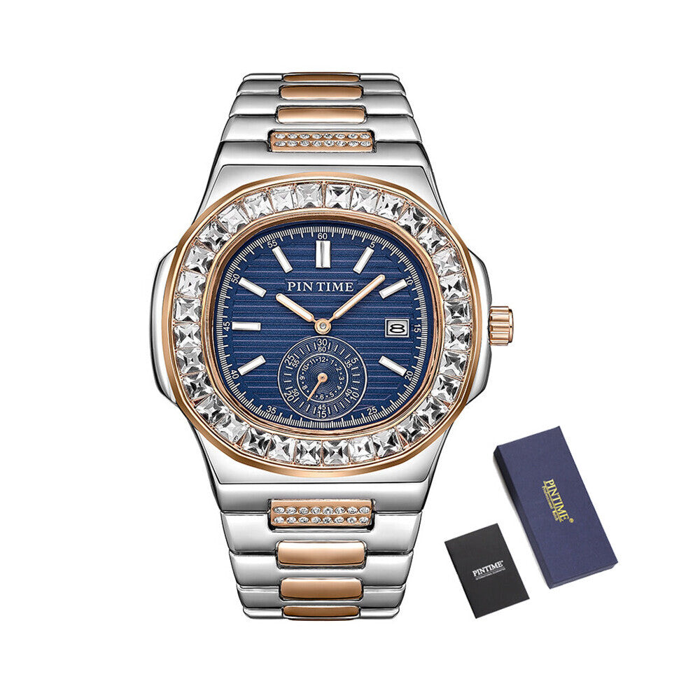 Casual Business Watch for Men with Box Top Diamond Waterproof Quartz Wristwatches Relogio Masculino Drop