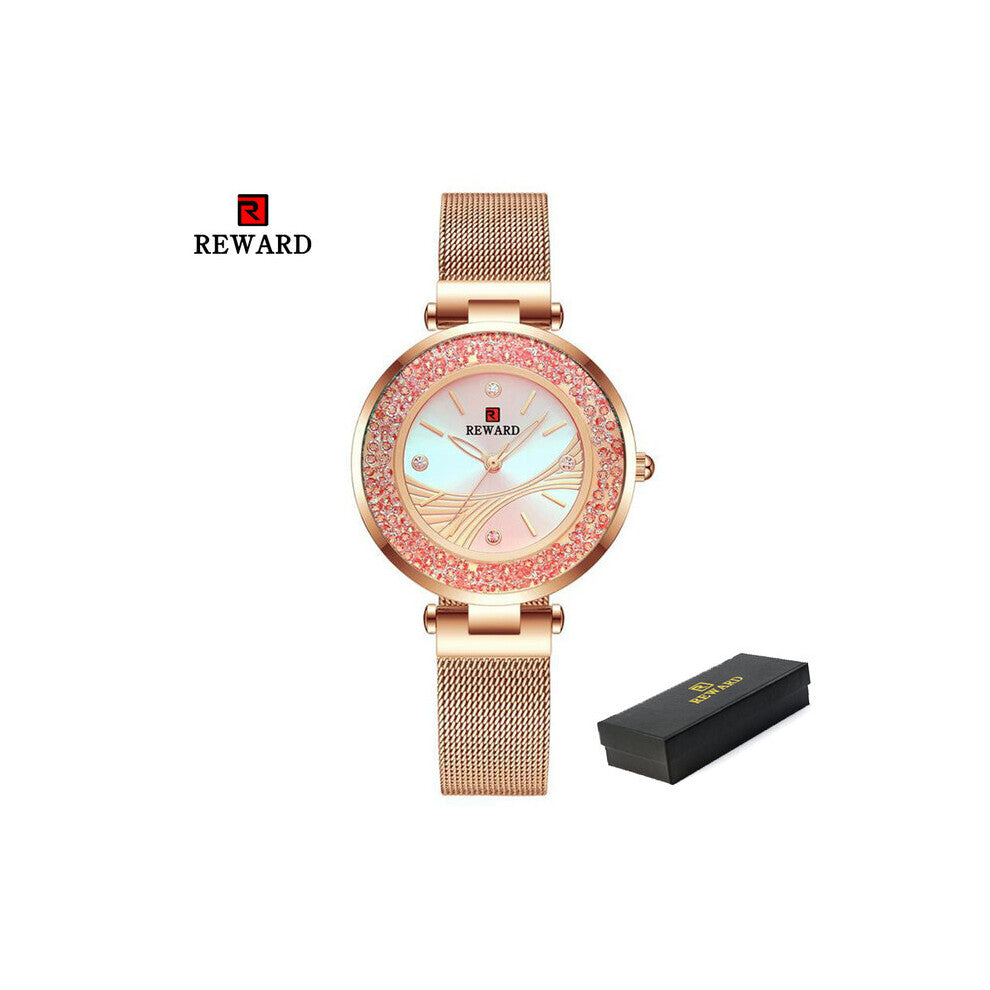 Women Watch Diamond Dial Stainless Steel Ladies Quartz Wrist Watches Waterproof Clock Female