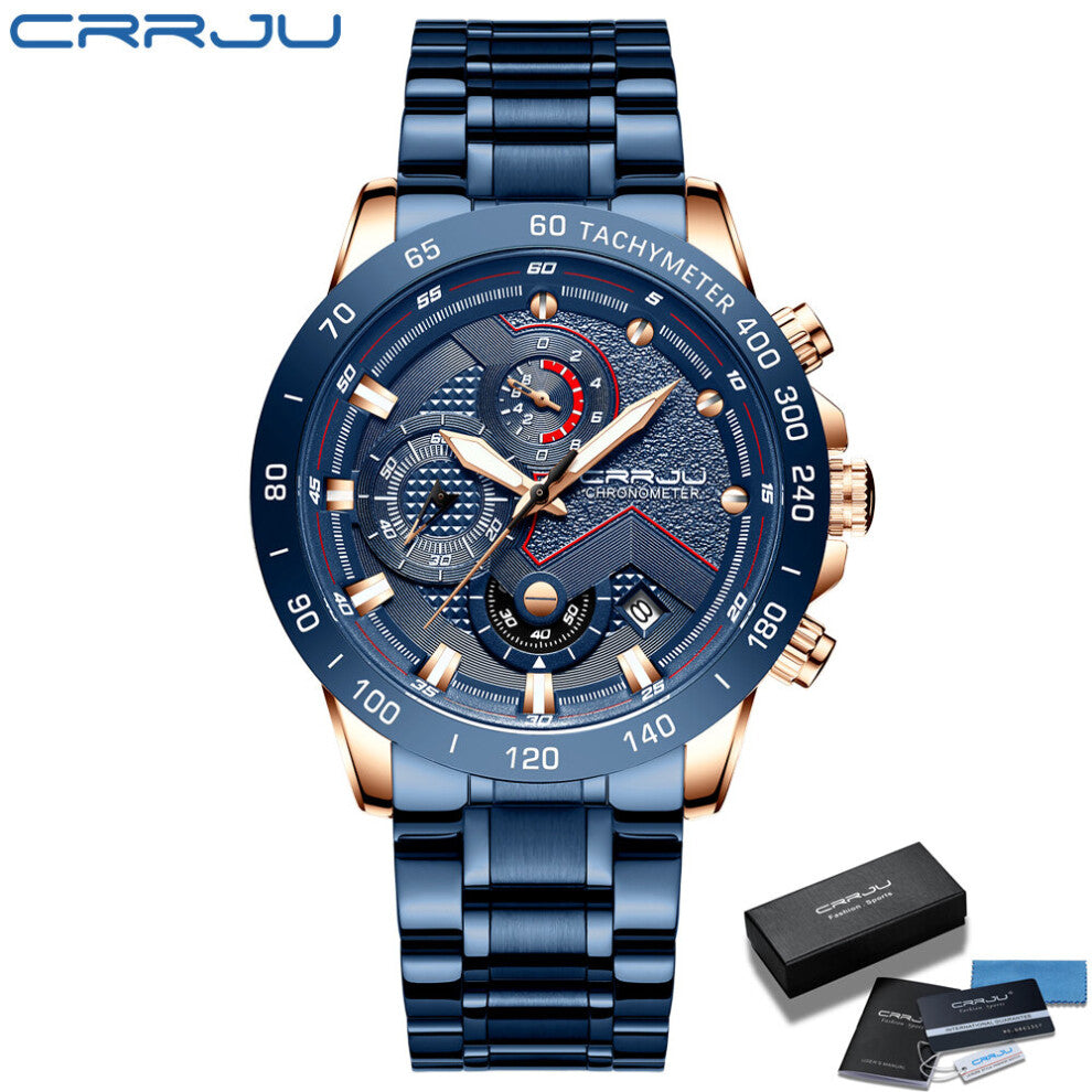 CRRJ Mens Watches Top WristWatch Quartz Clock Watch Men Waterproof Sport Chronograph Relogio Masculino