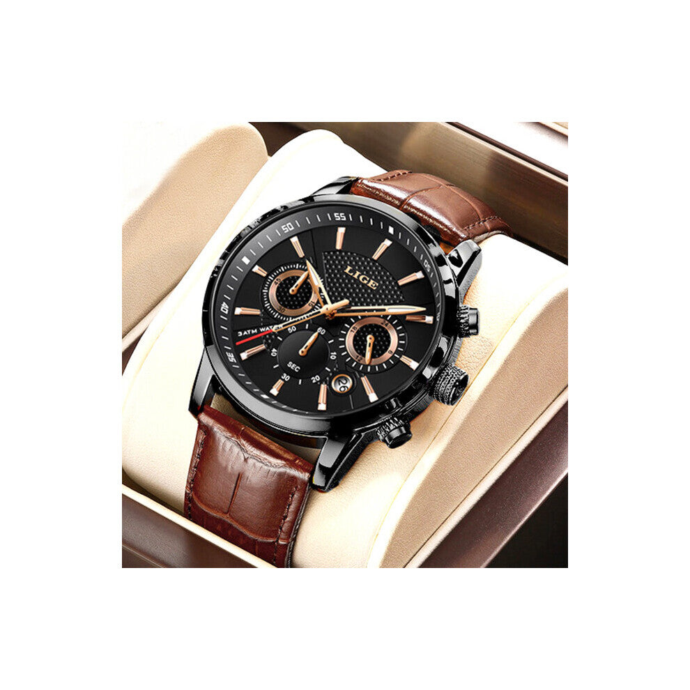 Men's Watch Big Dial Leather Band Date Mens Business Army Male Watches Waterproof Luxuries Men Wrist Watches for Men
