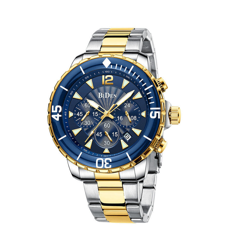 Watch Men Top BIDEN 3ATM Waterproof Classic Golden Chrono Business Casual Men Wristwatch for Men