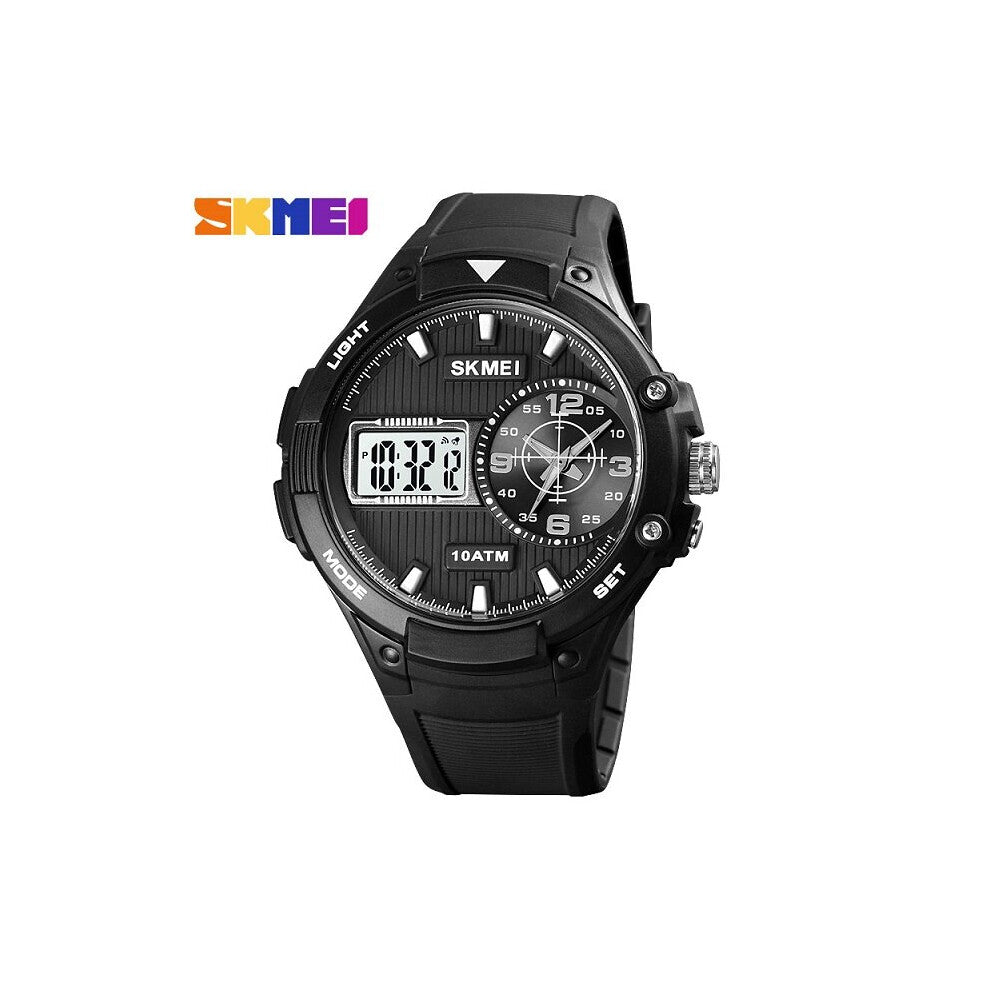 Dual Time 10ATM Waterproof Big Dial Watch Men Top Silicone Band Digital Quartz Wrist Watches Relogio Masculino Sport
