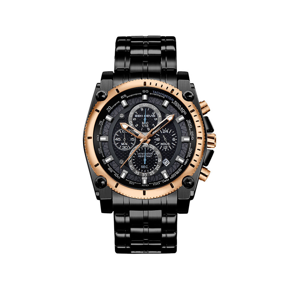 Top Men's Watches Chronograph Watch Steel Waterproof Business Sport Wristwatch for Men Relogio QW033