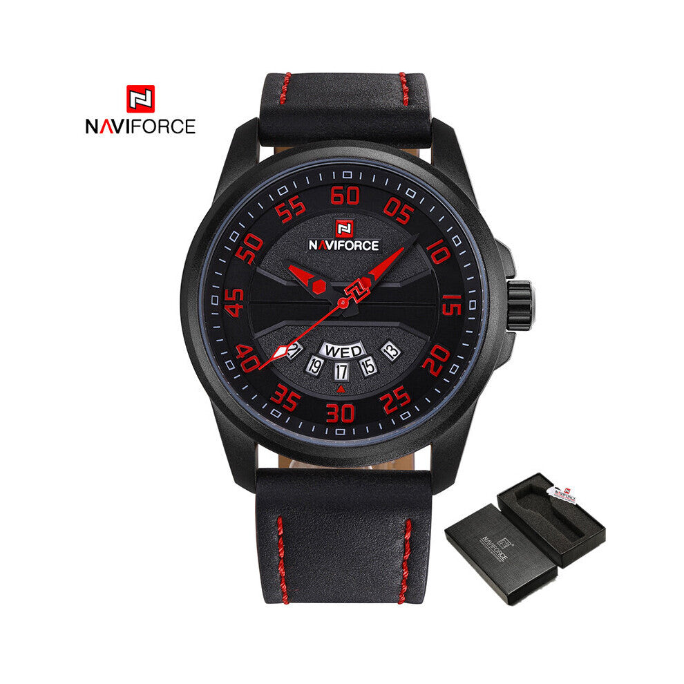 Casual Watches for Men Military Sport Quartz Calendar Clock Leather Band 3ATM Waterproof Male WristWatch