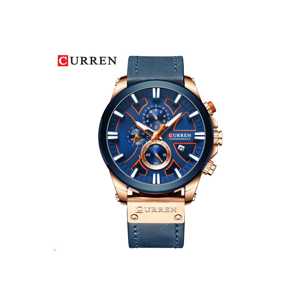 Chronograph Quartz Watch Men's Business Leather Men Watches Sports Waterproof Male Clock ???? ???????