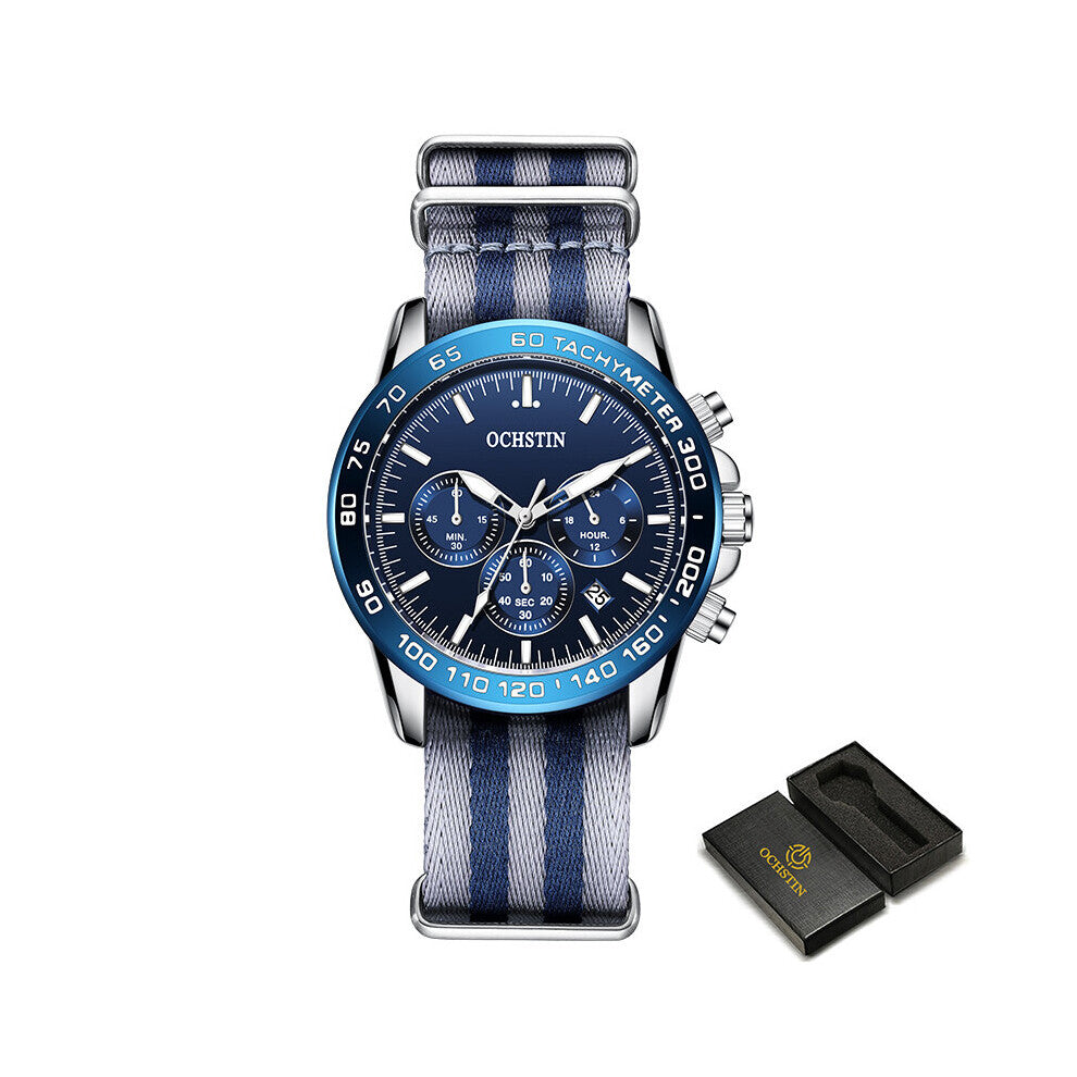 Top Men's Wristwatch Pilot Business Quartz Gray Nylon Waterproof Casual Watches Clock Mode Homme