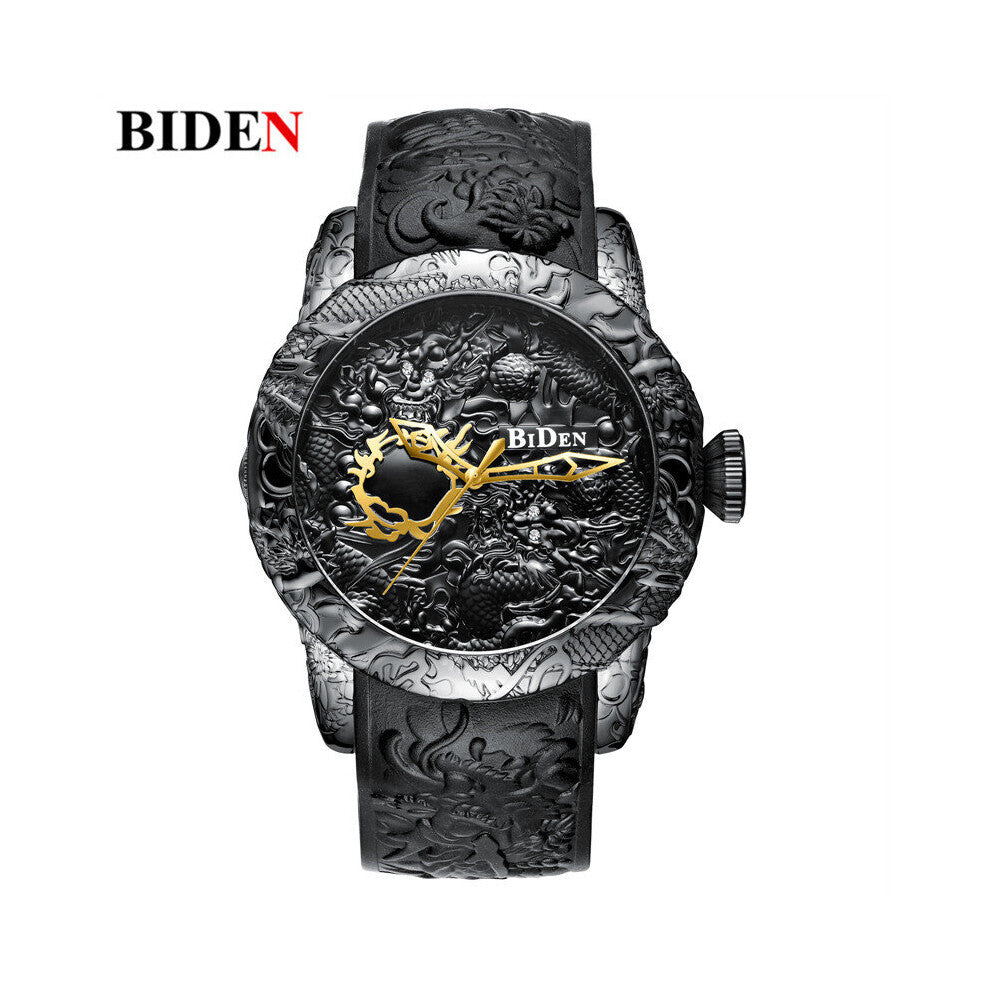 Men Watches 3D Engraved Dragon Relogio Masculino Top Quartz Watch Waterproof Sport Male Clock