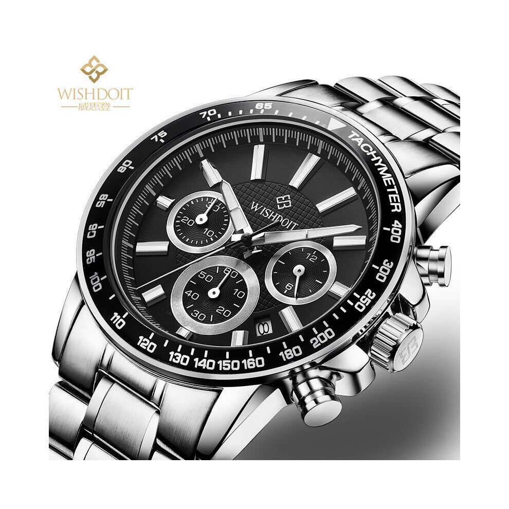 Sports Watch Men's Watch Chronograph Watch Men's Watch Leather Strap Quartz Clock Waterproof Luminous Men's Fash