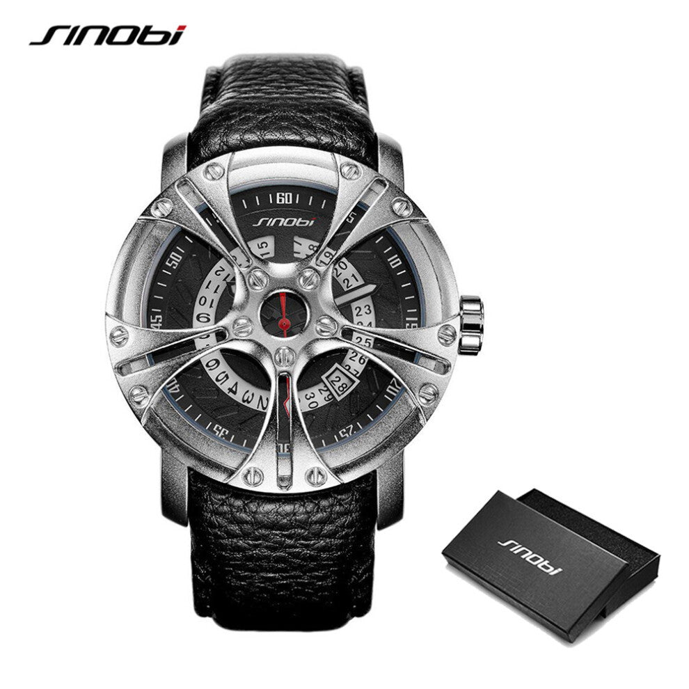 Creative Men's Watches Calender Stainless Steel Men's Sports Watch Waterproof Racing Clock Men Quartz Wristwatch