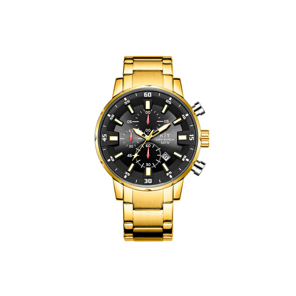 Watch Waterproof Six-Hand Three-Eye Man Watch Steel Band Calendar Quartz Sports Men Watches Relogio Masculi