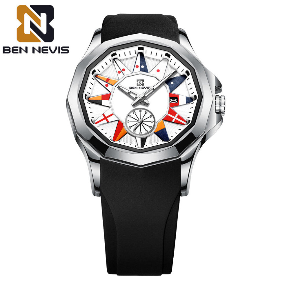 Creative Nautical Flag Quartz Watch Men Calendar Military Sport Soft Silicone Strap Waterproof Clock Relogio