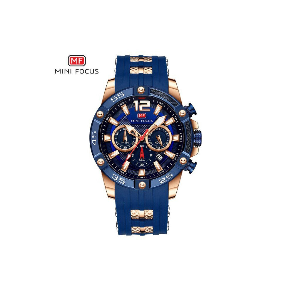 Mini focus-men's military sports watches, analog quartz Digital bracelet watch, water resistant, stainless steel, golden