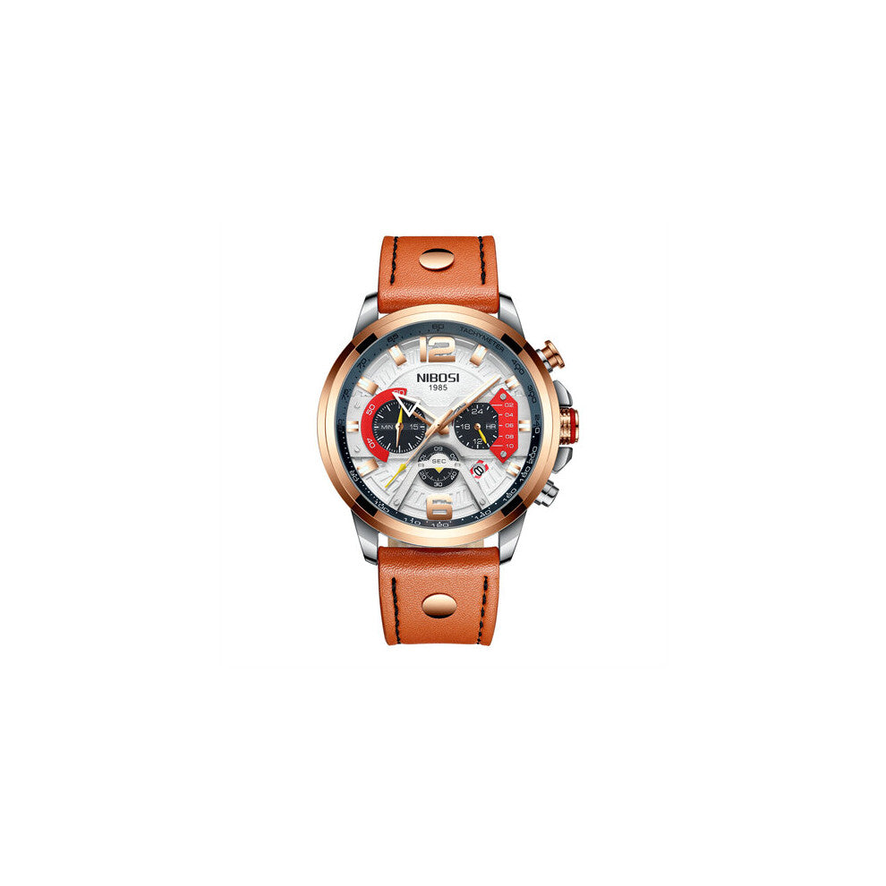 Mens Watches Top Casual Leather Wristwatches Waterproof Chronograph Sport Quartz Men Clock Relogio Masculino