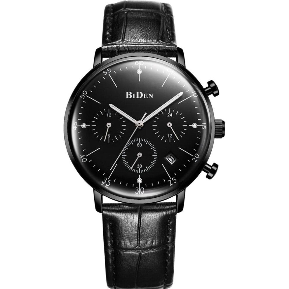 Biden Watch Men Top Leather Strap Chronograph Waterproof Sports Quartz Wrist Watch Mens Business Male Clock