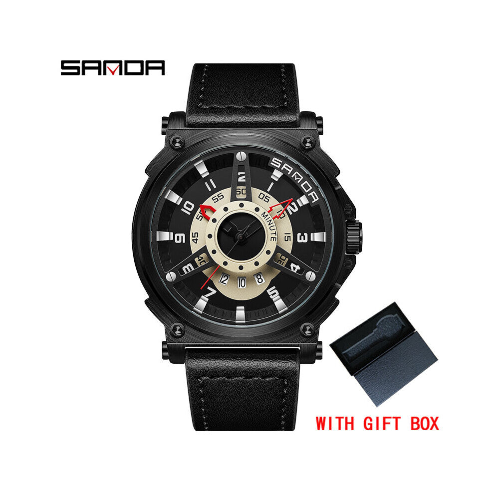 Men Quartz Watch Sports 30M Waterproof Clock Multi-Function Quartz Men's Watch Leather Strap Rel?gio masculino