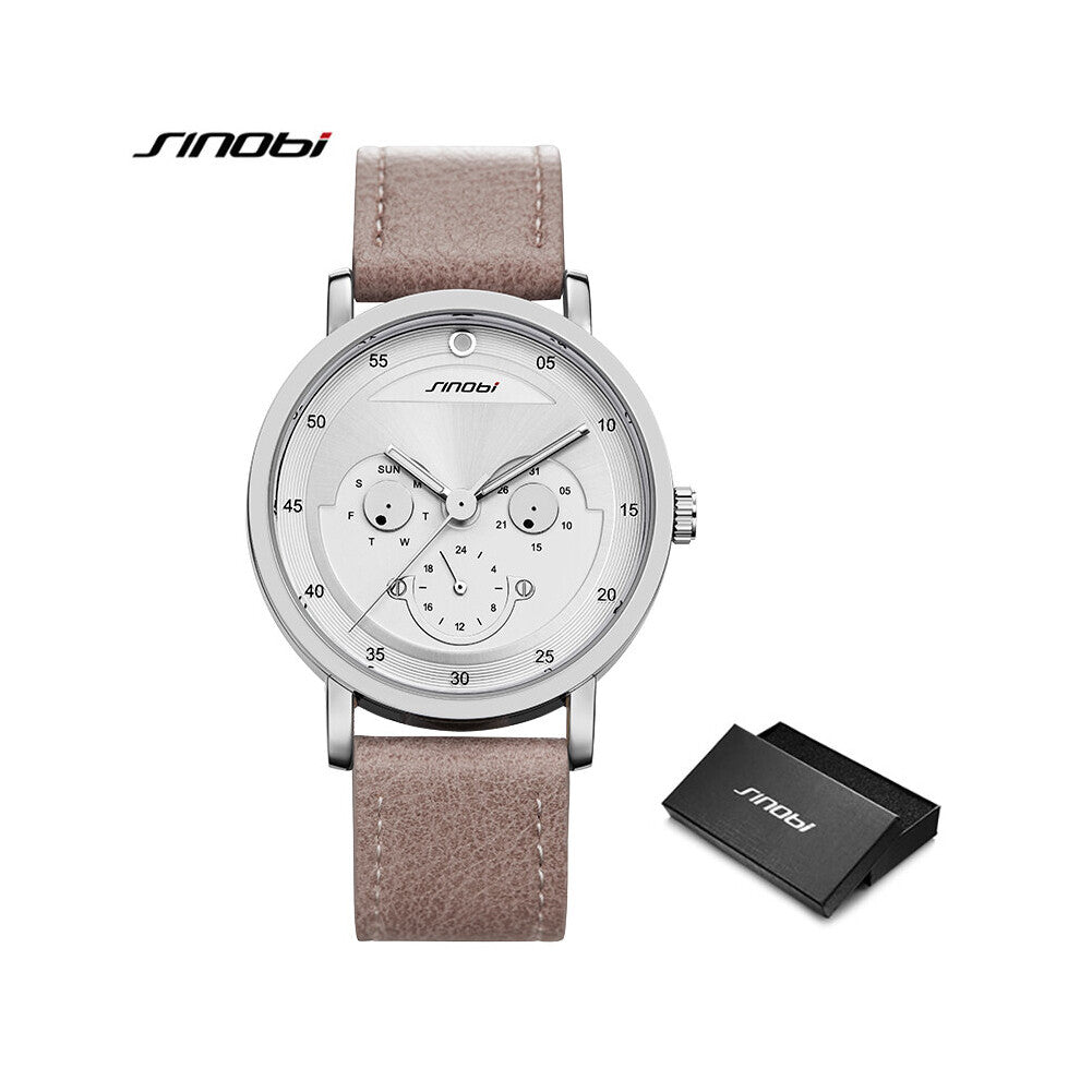 Monkey Face Men's Quartz Watches Leather Strap 40.5mm Dial Men Wristwatches Top Waterproof Men Watch