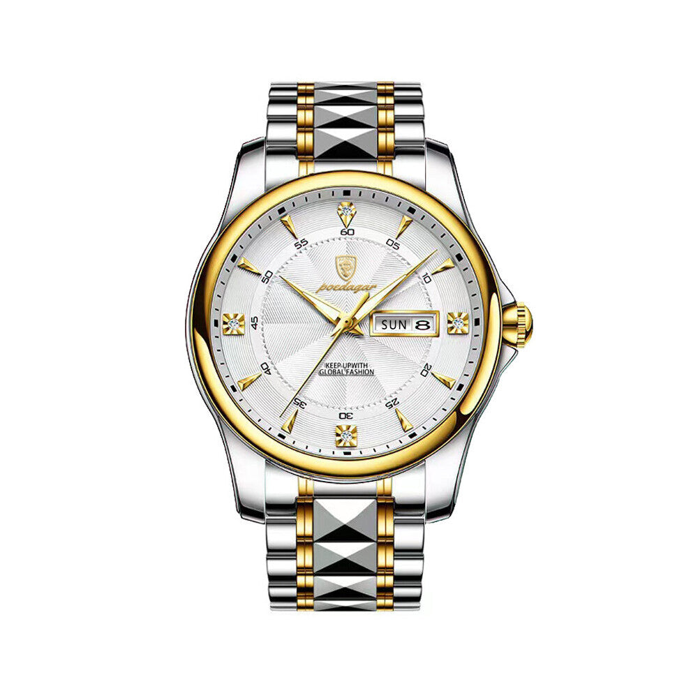 Men Watch Top Business Mens Watches Stainless Steel Wristband Waterproof Luminous Quartz Clock