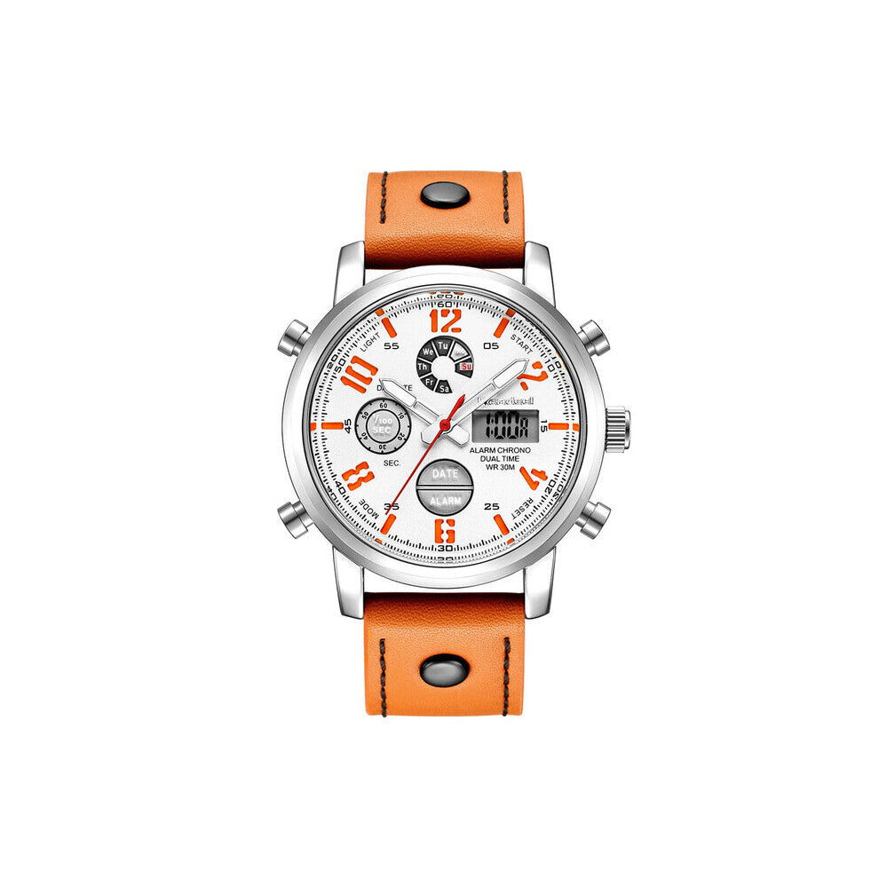 Digital Quartz Watch Men LED Sport Wristwatch Waterproof Leather Male Watches Clock Relogio Masculino