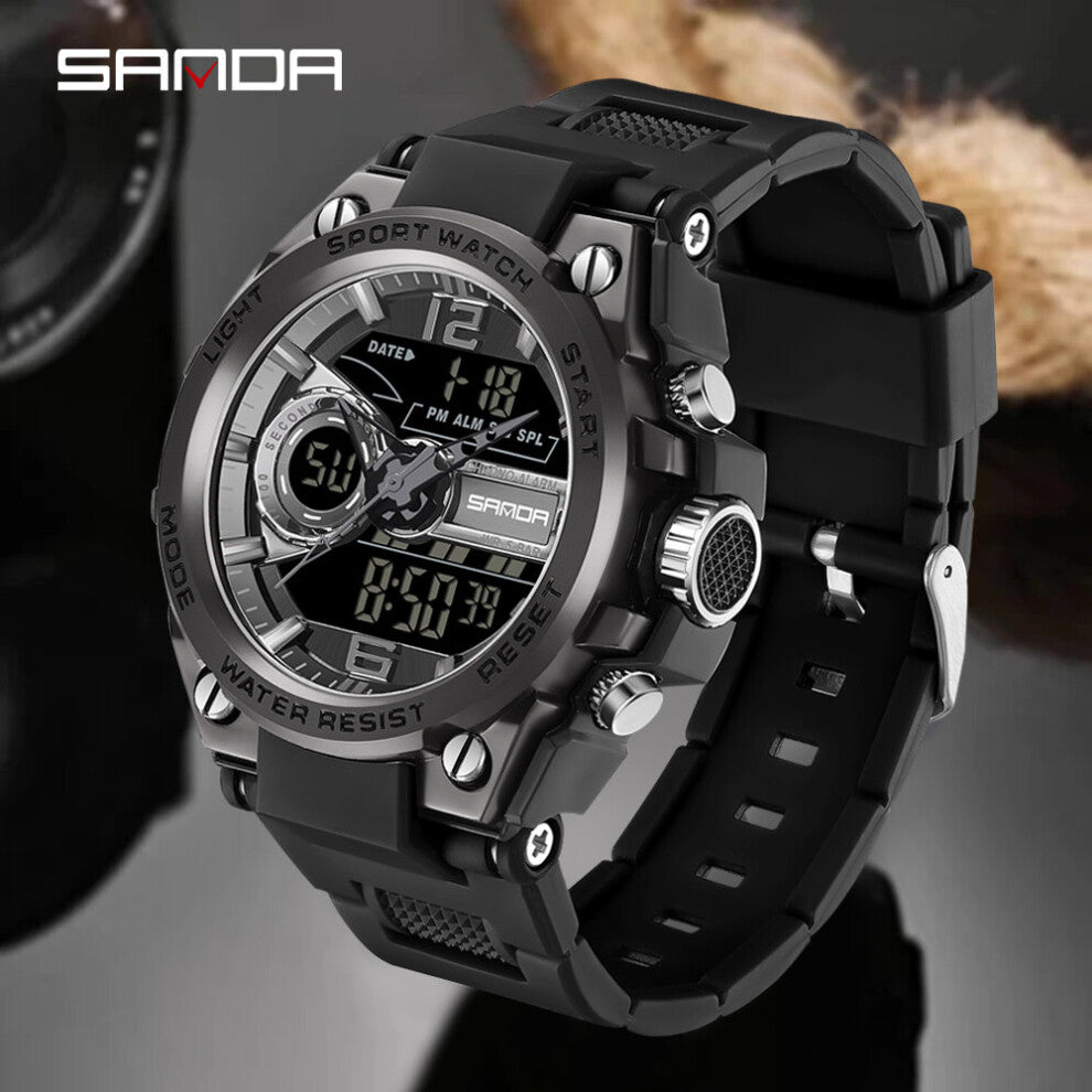 Sport Militaire Mannen Horloges 50M Waterdicht Quartz Horloge Led Digitale Horloge Voor Mannelijke Klok Relogios Masculino 6092