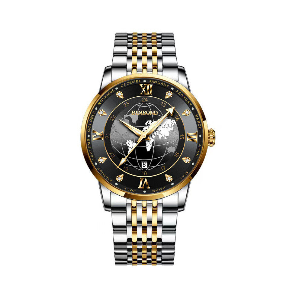 50m Waterproof Men Watch Stainless Steel Top Quailty Push Button Hidden Clasp Luminous Date Week Sport Wrist Watches