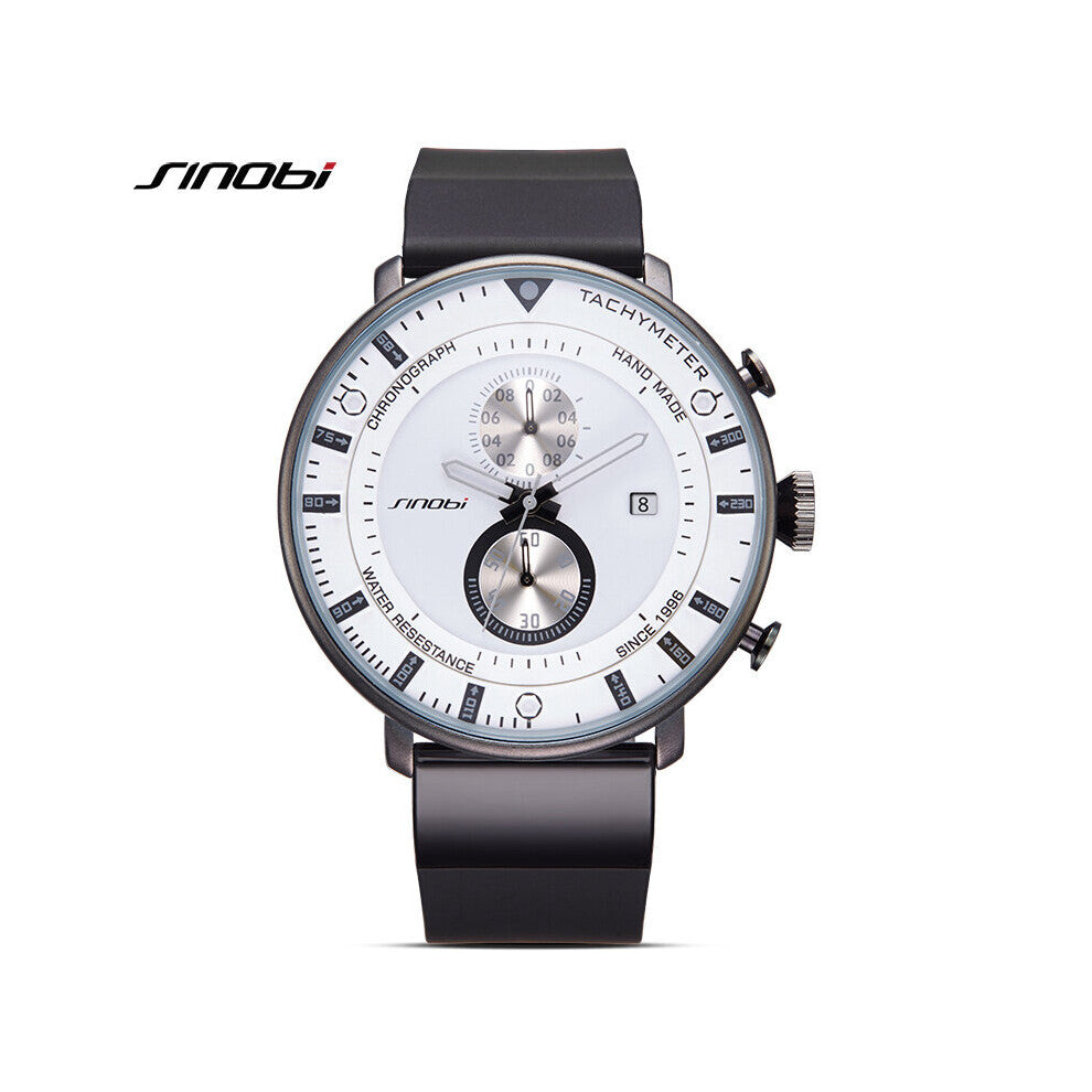 Men Watches Chronograph Top Ultra Thin Clock Waterproof Rubber Sports Quartz Wristwatch multifuction