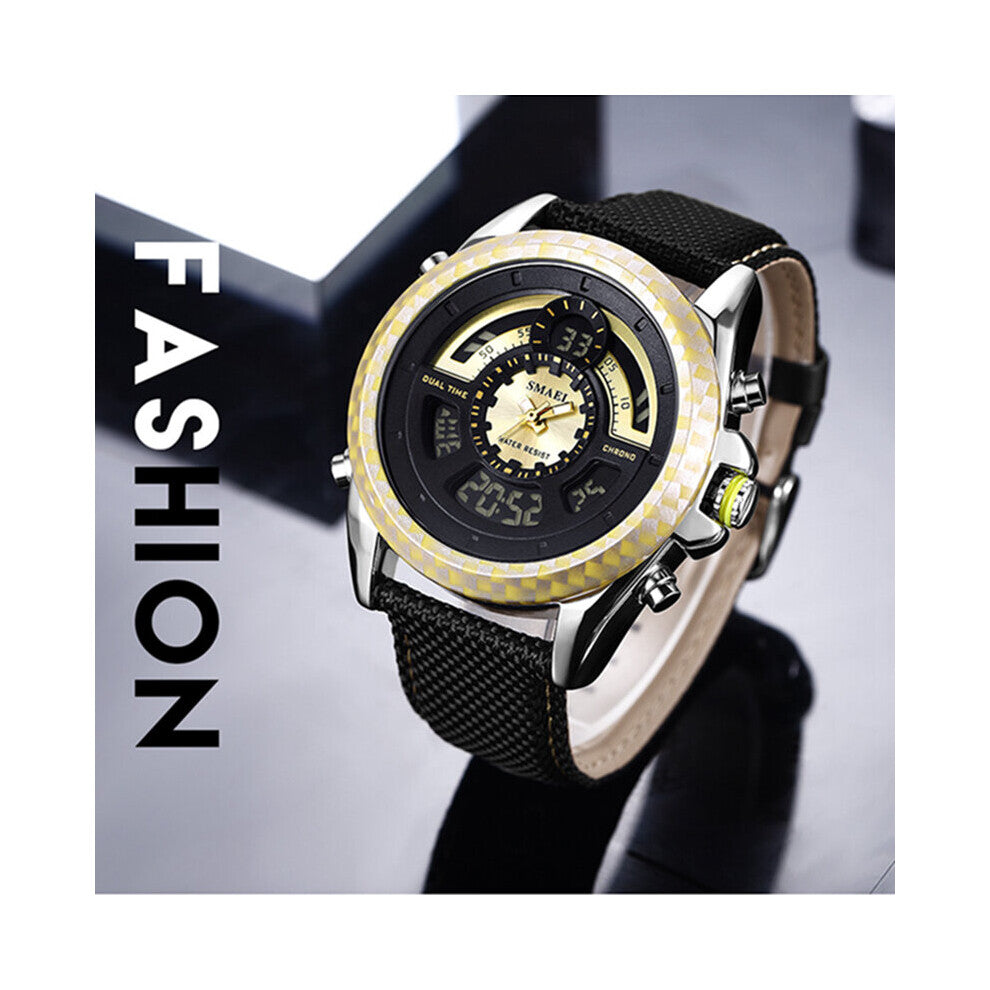 Men Watches Male ArmyGreen Nylon Strap Wrist Watch Mens Quartz LED Digital Clock Waterproof Military Watches